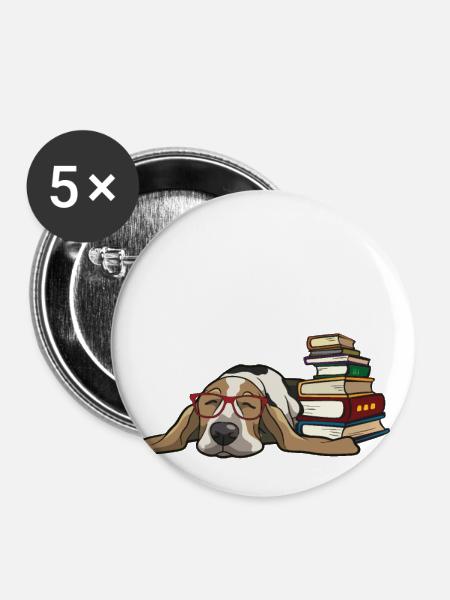 Basset - Buttons groß 56 mm (5er Pack) - Weiß