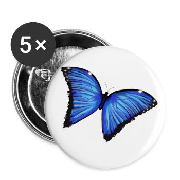 Blue ButterflyLove - Buttons large 2.2''/56 mm (5-pack) - white - Front