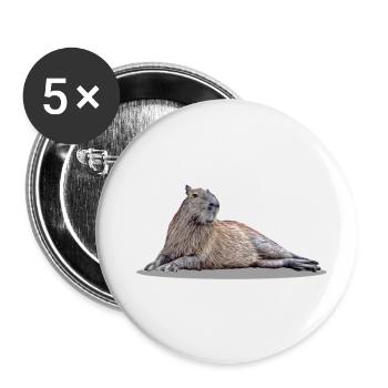 Capybara - Buttons groß 56 mm (5er Pack) - Weiß - Vorne