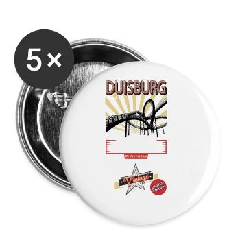 Duisburg Deutschland Stadt Skyline Vintage Retro - Buttons groß 56 mm (5er Pack) - Weiß - Vorne