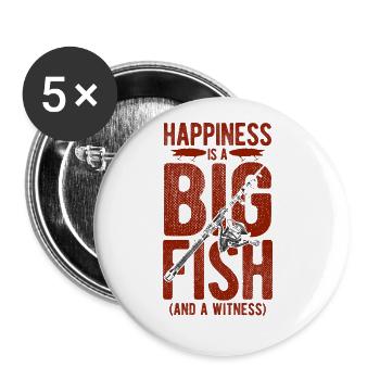 Angler Spruch zum Angeln Angel - Buttons groß 56 mm (5er Pack) - Weiß - Vorne