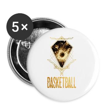Basketball Ball Gold Basketball Player Player - Buttons large 2.2''/56 mm (5-pack) - white - Front