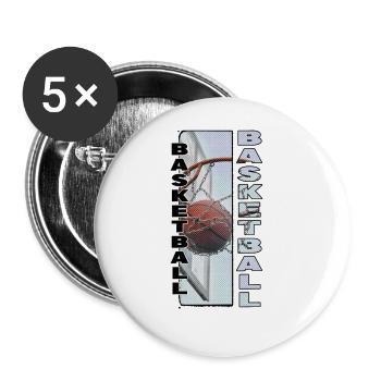 Basketball Basketballer Korb Dunking Sport Spieler - Buttons groß 56 mm (5er Pack) - Weiß - Vorne