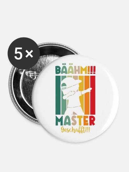Master Masterabsolvent Masterabschluss Geschenk - Buttons groß 56 mm (5er Pack) - Weiß