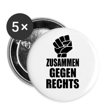 Zusammen gegen rechts - Buttons groß 56 mm (5er Pack) - Weiß - Vorne