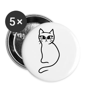 Chat Chats Chaton Rétro Années 80 Années 90 Vintage - Lot de 5 grands badges (56 mm) - blanc - Devant