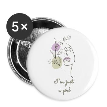 I'm just a girl - Buttons large 2.2''/56 mm (5-pack) - white - Front