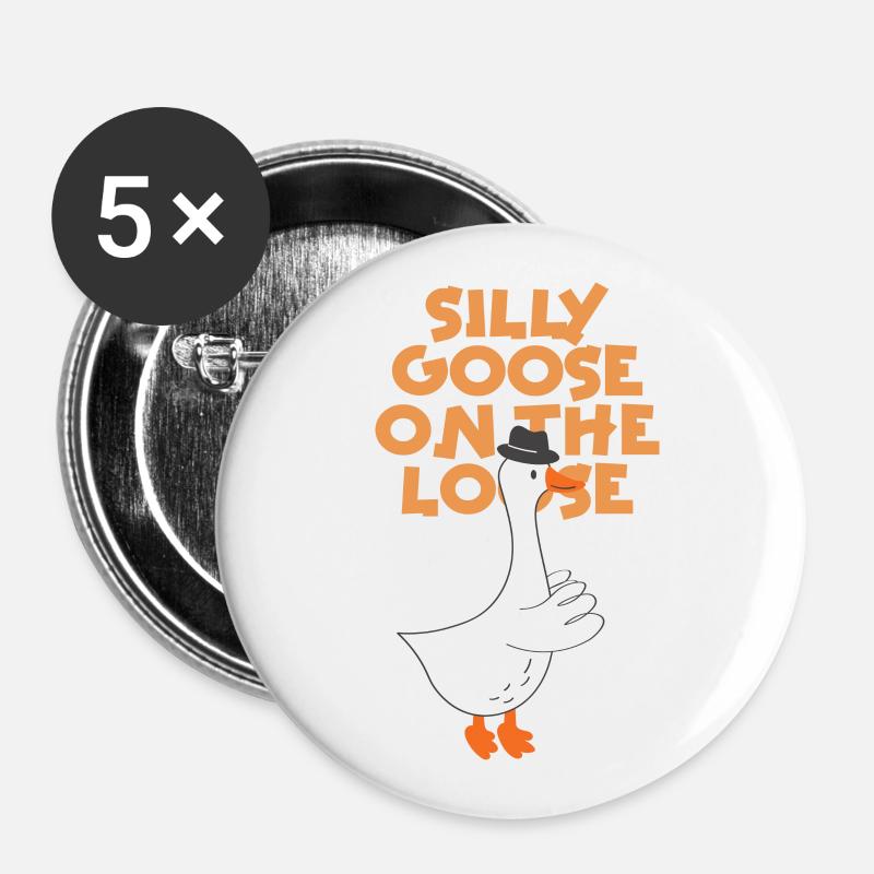 The stupid goose on the loose - Buttons large 2.2''/56 mm (5-pack) - white