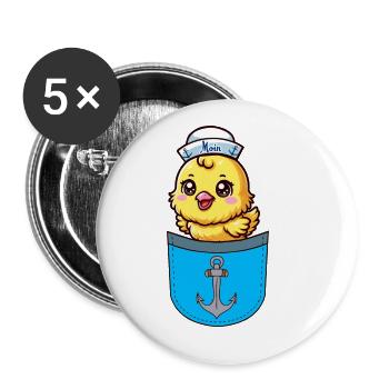 Sailor Maritime Chick Seafaring Sailor Child - Buttons large 2.2''/56 mm (5-pack) - white - Front