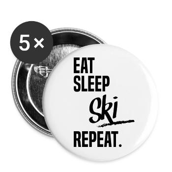 EAT SLEEP SKI - Buttons large 2.2''/56 mm (5-pack) - white - Front