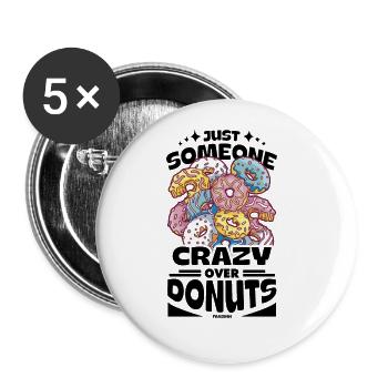 Donut Sweets Donuts Food Baker Gift - Buttons large 2.2''/56 mm (5-pack) - white - Front