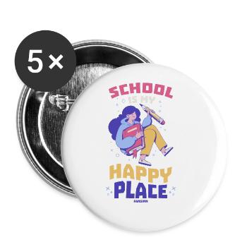 L’école est mon endroit préféré - Lot de 5 grands badges (56 mm) - blanc - Devant