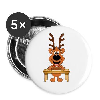 REH - RENTIER - WEIHNACHTSBÄCKEREI - WEIHNACHTEN - Buttons groß 56 mm (5er Pack) - Weiß - Vorne