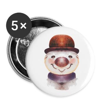 Vintage Schneemann - Buttons groß 56 mm (5er Pack) - Weiß - Vorne