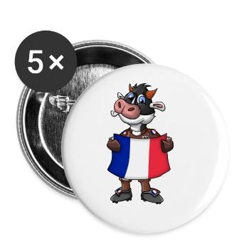 Frankreich Kuh Fan - Buttons groß 56 mm (5er Pack) - Weiß - Vorne