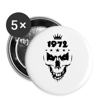 1972 Totenkopf - Buttons groß 56 mm (5er Pack) - Weiß - Vorne