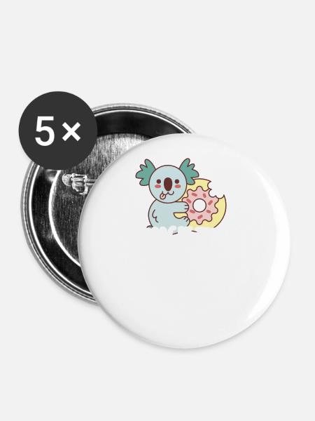 Koala Donut Eukalyptus Australien - Buttons groß 56 mm (5er Pack) - Weiß