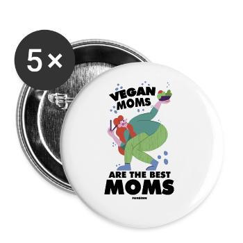 vegane Mama beste Mutter Muttertag - Buttons groß 56 mm (5er Pack) - Weiß - Vorne