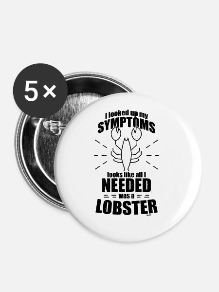 Hummer Languste Krebstier Meereslebewesen - Buttons groß 56 mm (5er Pack) - Weiß