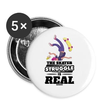 Skateboard Unfall Skater lustiger Spruch - Buttons groß 56 mm (5er Pack) - Weiß - Vorne