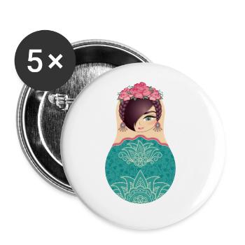 Matroschka Fina - Buttons groß 56 mm (5er Pack) - Weiß - Vorne