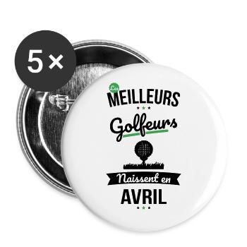 Les meilleurs golfeurs naissent en Avril - Lot de 5 grands badges (56 mm) - blanc - Devant