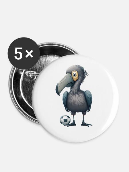 Schuhschnabel Fußball - Buttons groß 56 mm (5er Pack) - Weiß