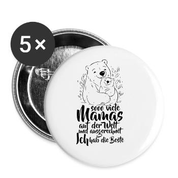 So viele Mamas auf der Welt Muttertag Geschenk - Buttons groß 56 mm (5er Pack) - Weiß - Vorne