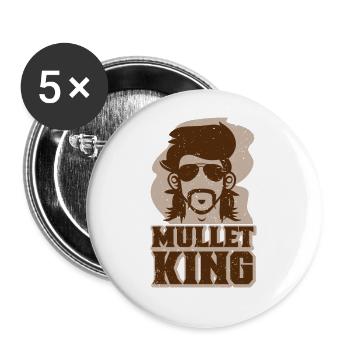 Mullet Frisur Vokuhila Frisur - Buttons groß 56 mm (5er Pack) - Weiß - Vorne
