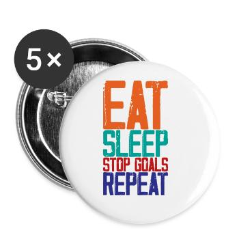 Manger Dormir Arrêter les objectifs Répéter 3 - Lot de 5 grands badges (56 mm) - blanc - Devant