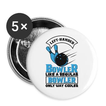 Bowling Skittles Bowler Bowling Club - Buttons large 2.2''/56 mm (5-pack) - white - Front