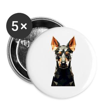 Geometric Dog Animation - Buttons groß 56 mm (5er Pack) - Weiß - Vorne