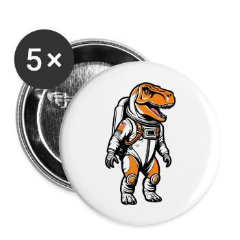 Dinosaurier Astronaut Illustration - Buttons groß 56 mm (5er Pack) - Weiß - Vorne