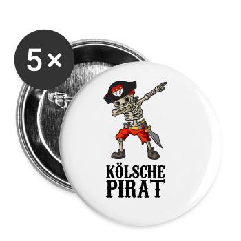 Carnival Kölle Alaaf Dabbing Skeleton Fun with Pirate - Buttons large 2.2''/56 mm (5-pack) - white - Front