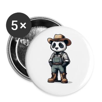 Cute Panda Farmer - Buttons groß 56 mm (5er Pack) - Weiß - Vorne