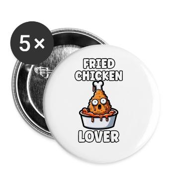 Fried Chicken Chicken Wings Chicken Gift - Buttons large 2.2''/56 mm (5-pack) - white - Front