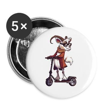 Rouleau de chèvre - Lot de 5 grands badges (56 mm) - blanc - Devant