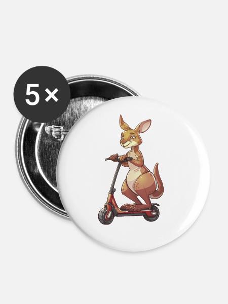 Känguru Roller - Buttons groß 56 mm (5er Pack) - Weiß