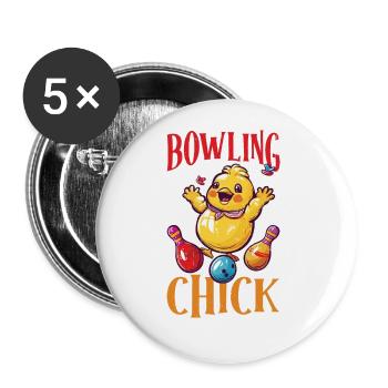 Poussin de bowling 20 - Lot de 5 grands badges (56 mm) - blanc - Devant