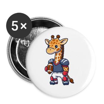 Cute American Football Player Giraffe - Buttons large 2.2''/56 mm (5-pack) - white - Front
