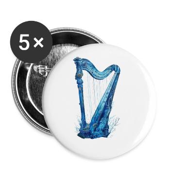 Fisch Harfe - Buttons groß 56 mm (5er Pack) - Weiß - Vorne