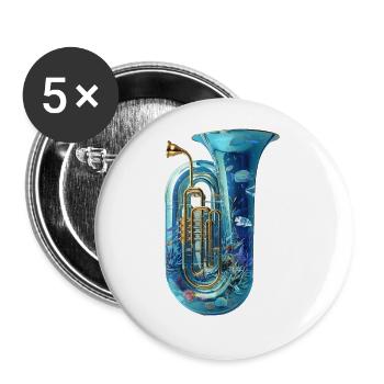 Tuba de poisson - Lot de 5 grands badges (56 mm) - blanc - Devant