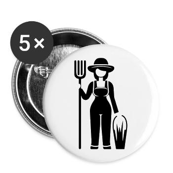 Farmer Farmer's Wife Farmer - Buttons large 2.2''/56 mm (5-pack) - white - Front