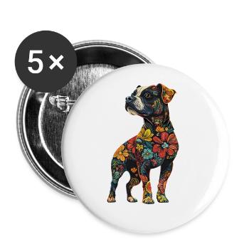 Staffordshire Bullterrier - Buttons groß 56 mm (5er Pack) - Weiß - Vorne
