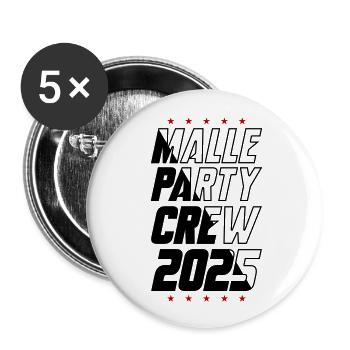 Malle Party Crew 2025 - Buttons large 2.2''/56 mm (5-pack) - white - Front
