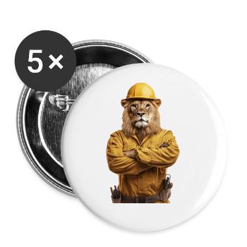 Löwe - Buttons groß 56 mm (5er Pack) - Weiß - Vorne