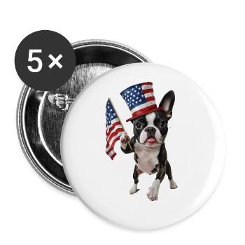 Boston Terrier - Buttons groß 56 mm (5er Pack) - Weiß - Vorne
