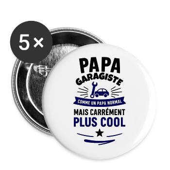 Papa garagiste – plus cool qu’un papa normal - Lot de 5 grands badges (56 mm) - blanc - Devant