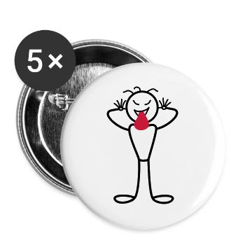 Männchen - Buttons groß 56 mm (5er Pack) - Weiß - Vorne
