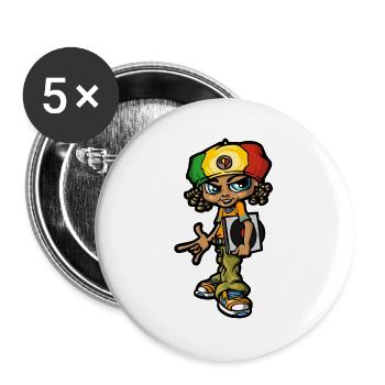 bboy reggae - Buttons large 2.2''/56 mm (5-pack) - white - Front